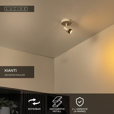 Lucide KIANTI - Deckenstrahler - Ø 10 cm - 1xGU10 - Taupe